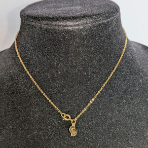 CHRISTIAN DIOR Gold Tone Diamond Cut Cable Chain CD Charm Pendant Necklace 15"